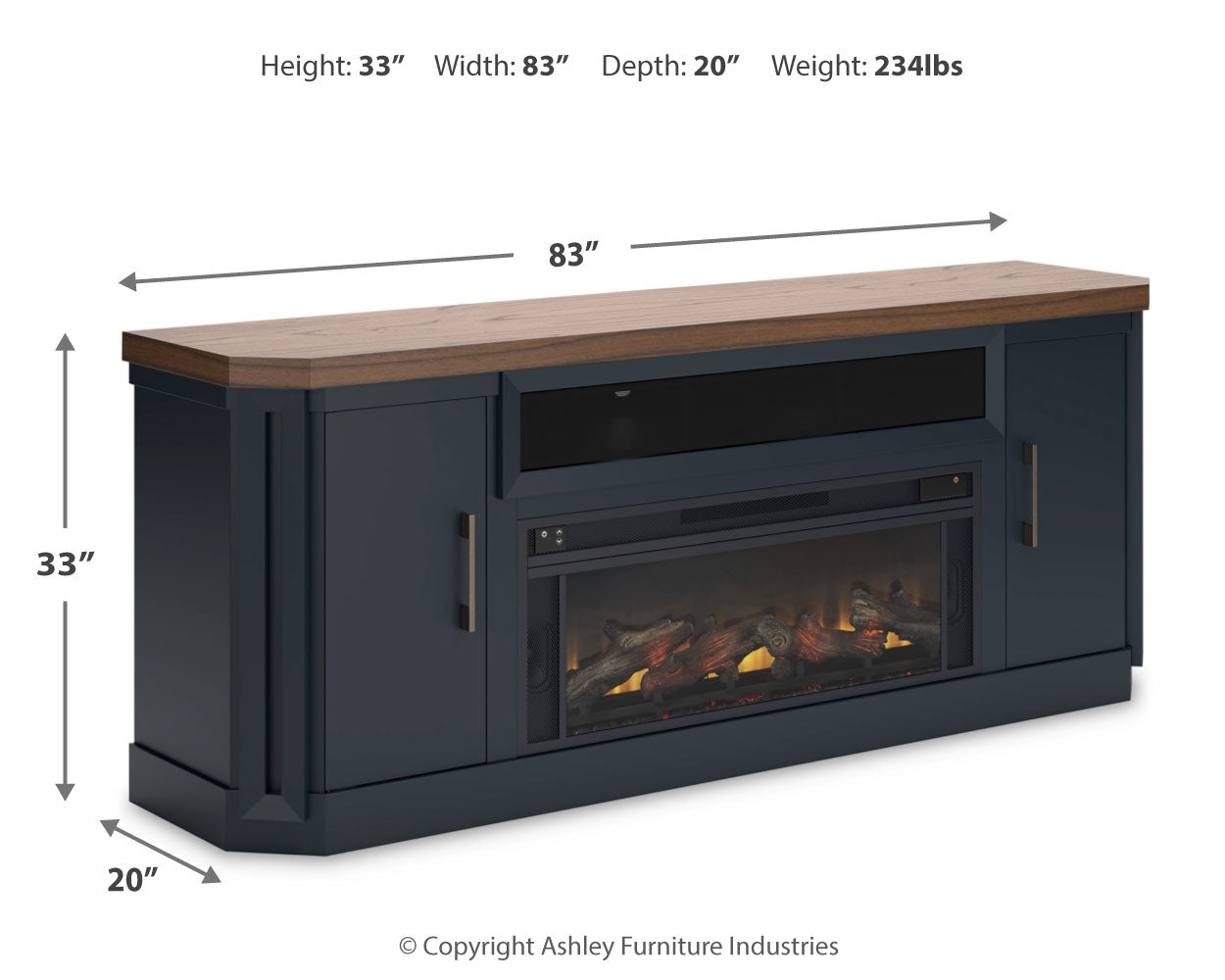 Landocken 83" TV Stand with Electric Fireplace
