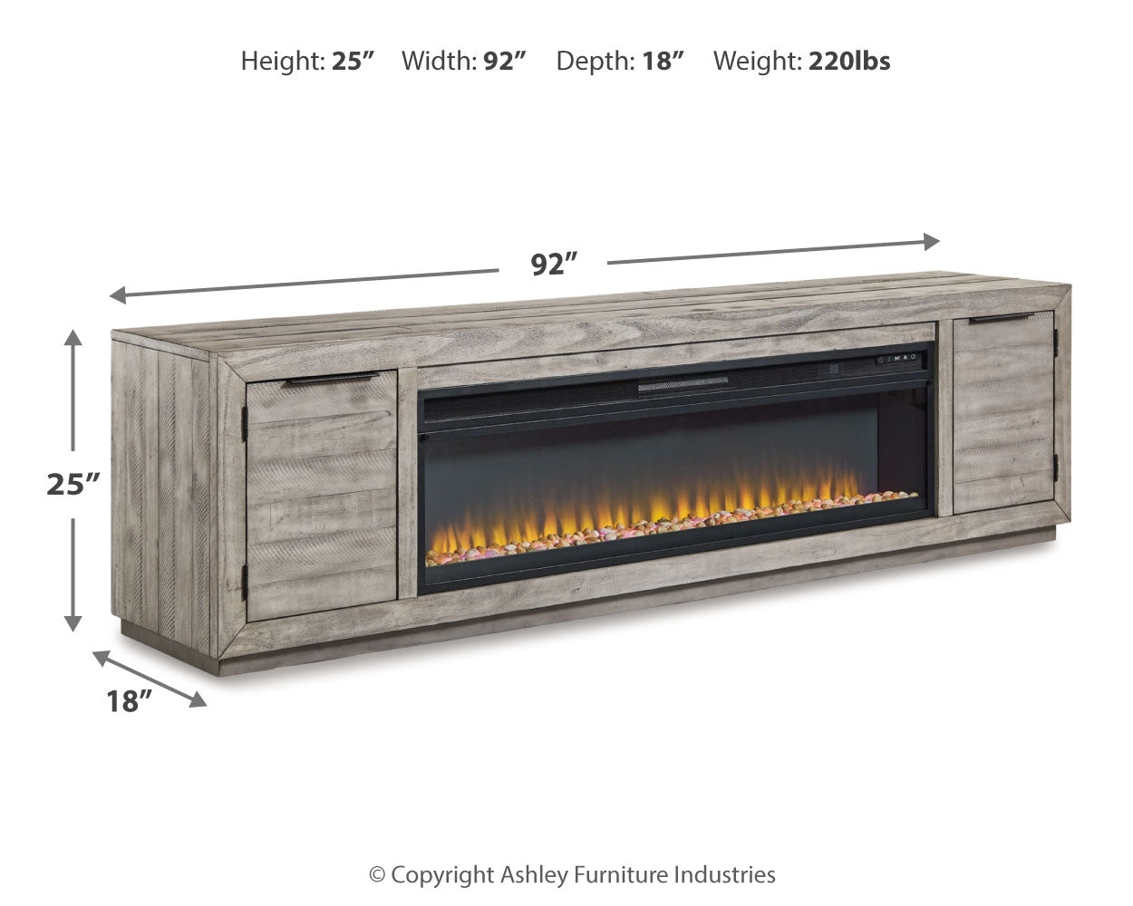 Naydell 92" TV Stand with Electric Fireplace