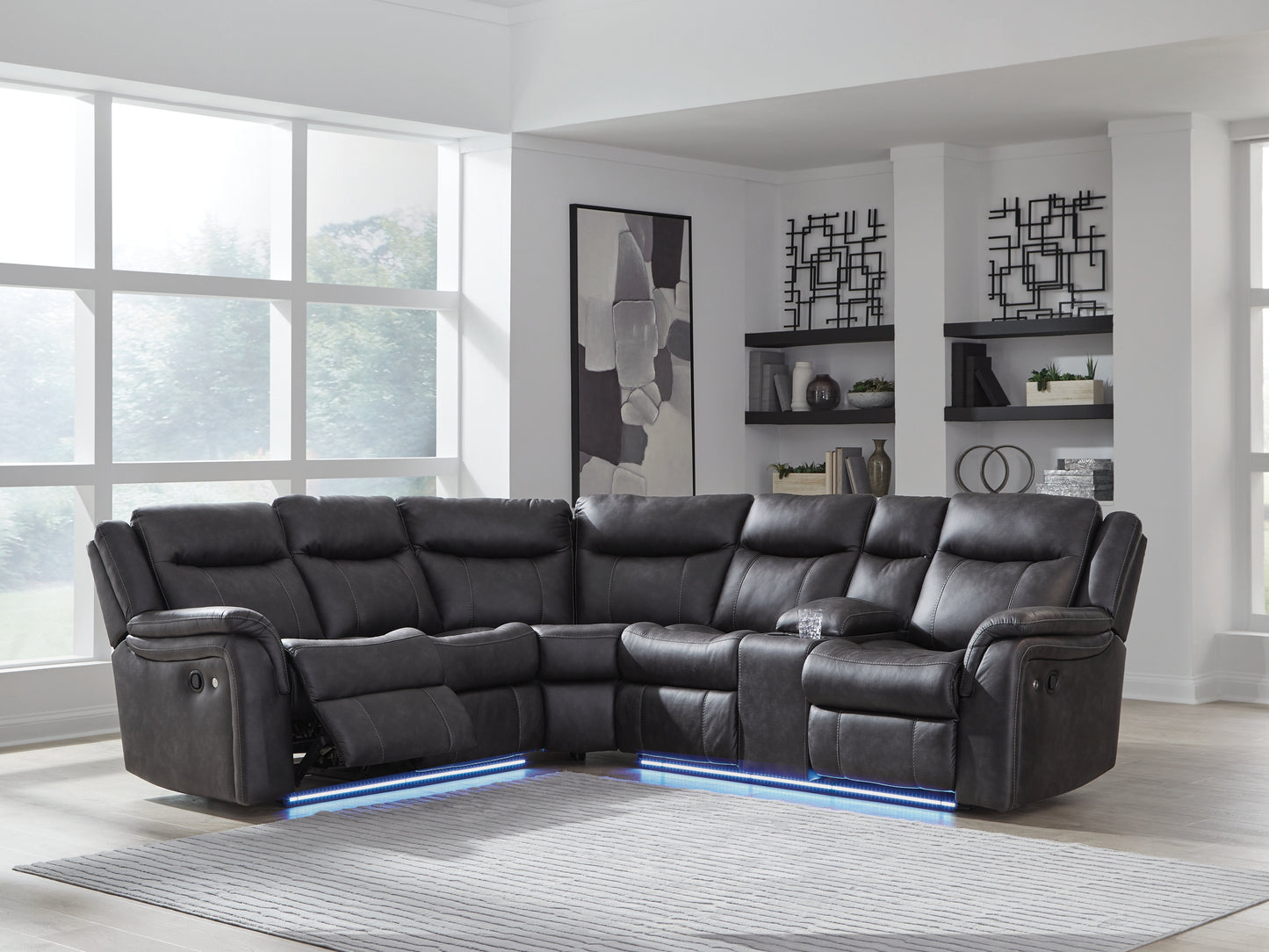 Pines Furniture Outlet - Ashley Furniture - Sultan Meadow Sectional - 2-Piece Reclining Sectional / Carbon - PC13001S1