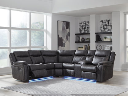 Pines Furniture Outlet - Ashley Furniture - Sultan Meadow Sectional - 2-Piece Reclining Sectional / Carbon - PC13001S1