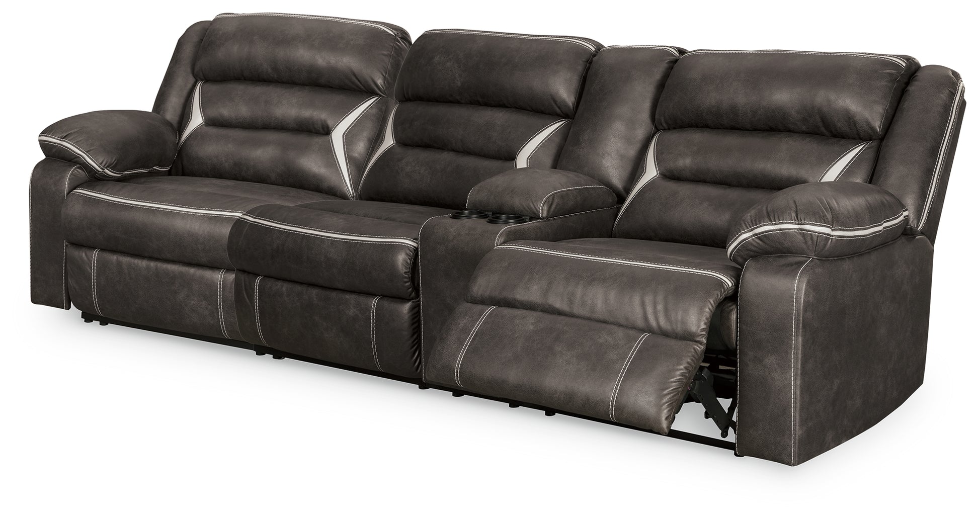 Pines Furniture Outlet - Ashley Furniture - Kincord Sectional - 2-Piece Power Reclining Sectional Sofa / Midnight - 13104S1