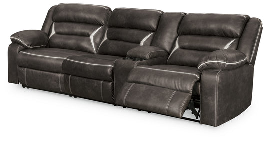 Pines Furniture Outlet - Ashley Furniture - Kincord Sectional - 2-Piece Power Reclining Sectional Sofa / Midnight - 13104S1