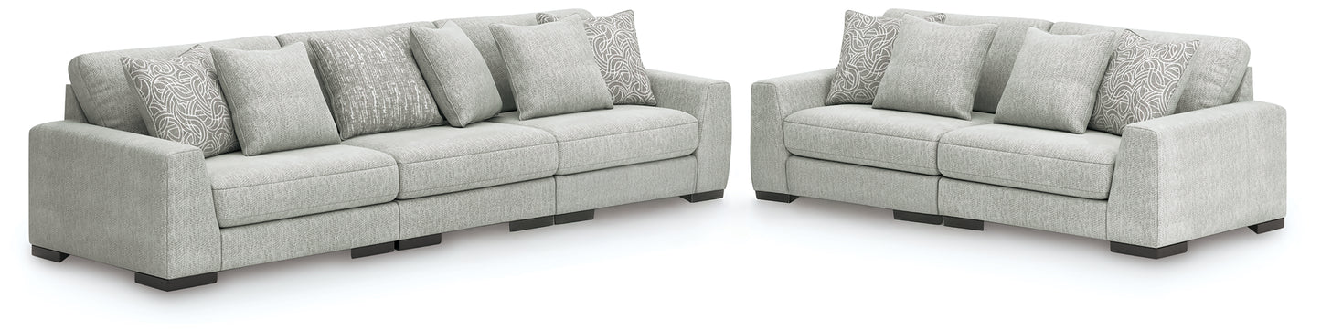 Pines Furniture Outlet - Ashley Furniture - Regent Park 3-Piece Sectional Sofa and 2-Piece Sectional Loveseat - 3-Piece Sectional Sofa and 2-Piece Sectional Loveseat / Pewter - 14404U4