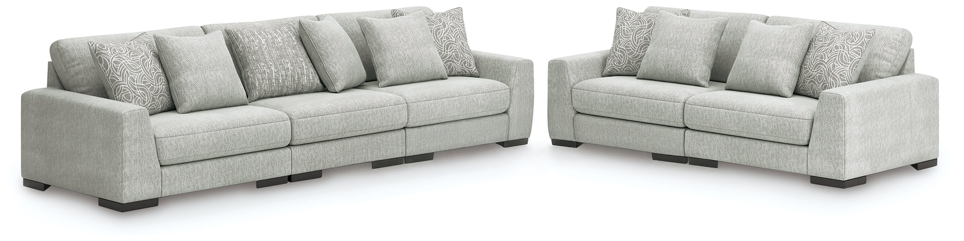 Pines Furniture Outlet - Ashley Furniture - Regent Park 3-Piece Sectional Sofa and 2-Piece Sectional Loveseat - 3-Piece Sectional Sofa and 2-Piece Sectional Loveseat / Pewter - 14404U4