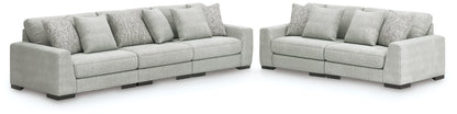 Pines Furniture Outlet - Ashley Furniture - Regent Park 3-Piece Sectional Sofa and 2-Piece Sectional Loveseat - 3-Piece Sectional Sofa and 2-Piece Sectional Loveseat / Pewter - 14404U4
