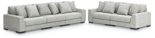Pines Furniture Outlet - Ashley Furniture - Regent Park 3-Piece Sectional Sofa and 2-Piece Sectional Loveseat - 3-Piece Sectional Sofa and 2-Piece Sectional Loveseat / Pewter - 14404U4