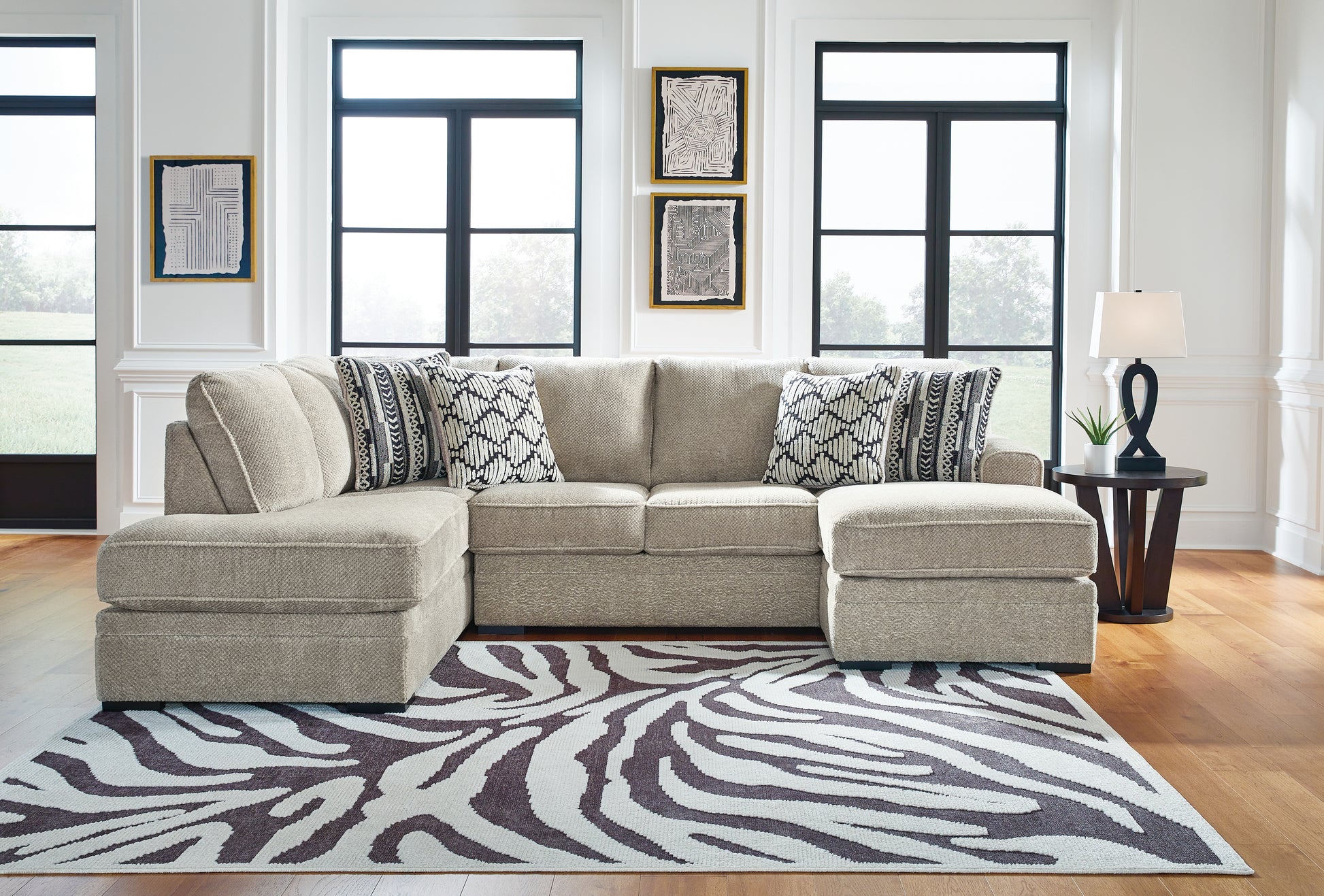 Pines Furniture Outlet - Ashley Furniture - Calnita Sectional - RAF 2-Piece Sectional with Chaise / Sisal - 20502S2