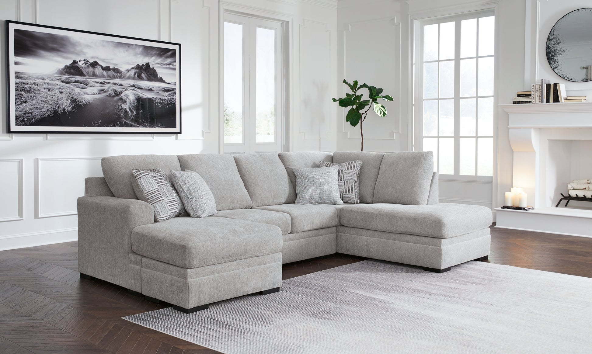 Pines Furniture Outlet - Ashley Furniture - Gabyleigh Sectional - RAF 2-Piece Sectional with Chaise / Nickel - 20904S2