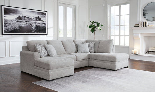 Pines Furniture Outlet - Ashley Furniture - Gabyleigh Sectional - RAF 2-Piece Sectional with Chaise / Nickel - 20904S2