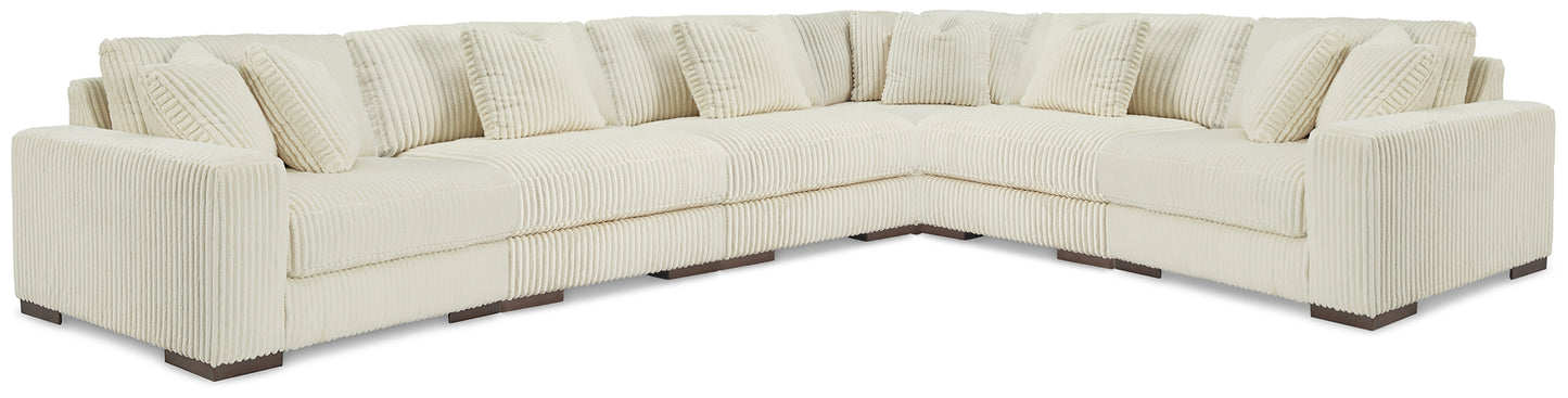 Pines Furniture Outlet - Ashley Furniture - Lindyn Sectional - RAF 6-Piece Sectional / Ivory - 21104S20