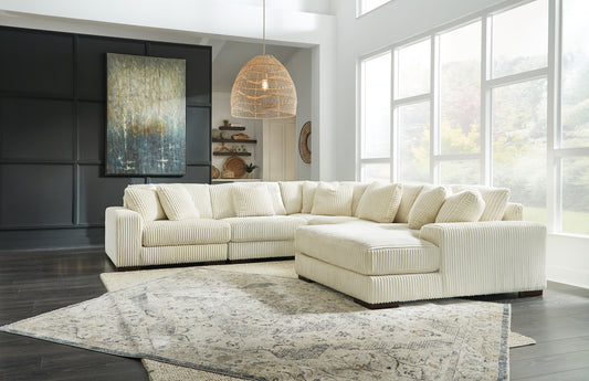 Pines Furniture Outlet - Ashley Furniture - Lindyn Sectional - RAF 6-Piece Sectional / Ivory - 21104S20