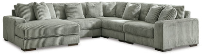 Pines Furniture Outlet - Ashley Furniture - Lindyn Sectional - RAF 5-Piece Sectional with Chaise / Fog - 21105S6