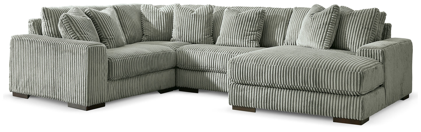 Pines Furniture Outlet - Ashley Furniture - Lindyn Sectional - RAF 4-Piece Sectional with Chaise / Fog - 21105S15