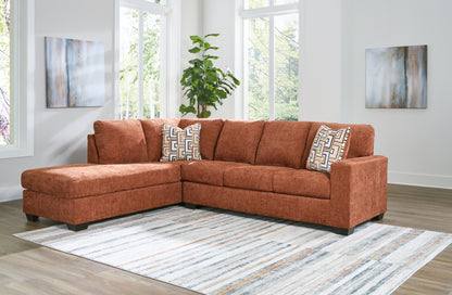 Pines Furniture Outlet - Ashley Furniture - Aviemore Sectional - RAF 2-Piece Sectional with Chaise / Spice - 24304S1