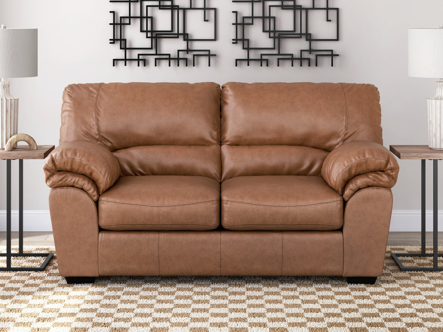 Pines Furniture Outlet - Ashley Furniture - WillowBend Living Room - Loveseat / Caramel - PC2770435