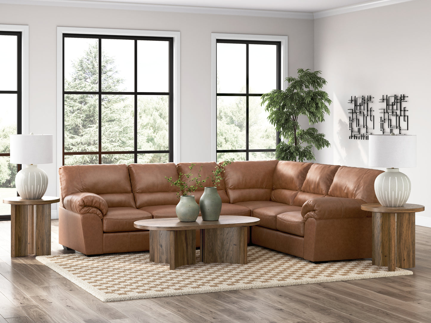 Pines Furniture Outlet - Ashley Furniture - WillowBend Sectional - RAF 3-Piece Sectional / Caramel - PC27704S3