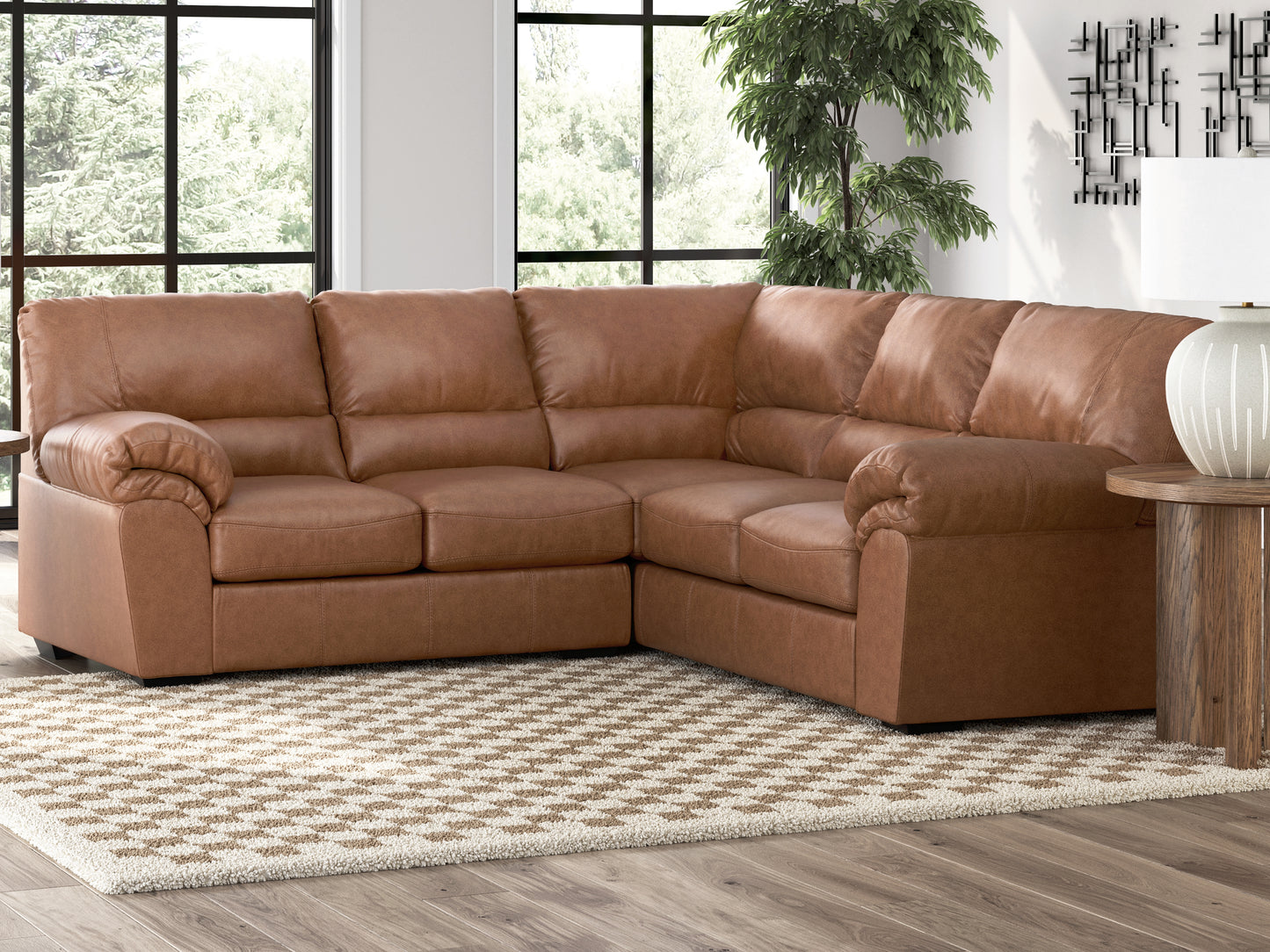 Pines Furniture Outlet - Ashley Furniture - WillowBend Sectional - RAF 2-Piece Sectional / Caramel - PC27704S1