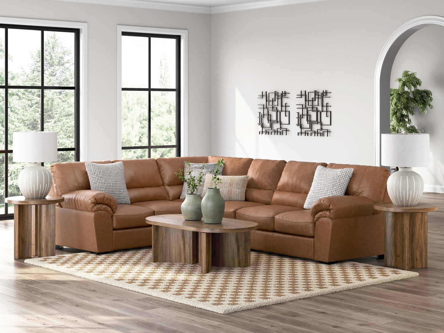 Pines Furniture Outlet - Ashley Furniture - WillowBend Sectional - LAF 3-Piece Sectional / Caramel - PC27704S4