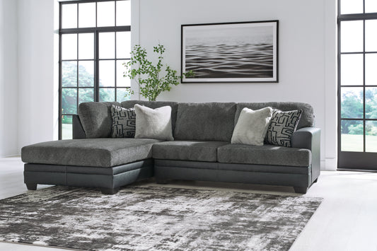 Pines Furniture Outlet - Ashley Furniture - Brixley Pier Sectional - LAF 2-Piece Sectional with Chaise / Graphite - 29906S2