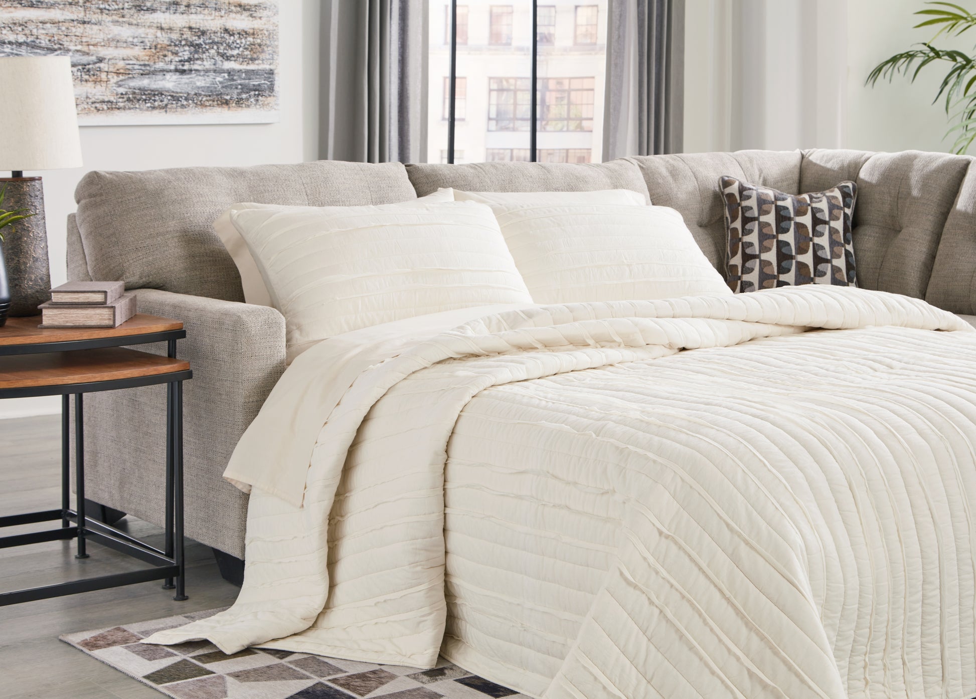 Pines Furniture Outlet - Ashley Furniture - Mahoney Sectional - RAF 2-Piece Sectional with Chaise / Pebble - 31004S1