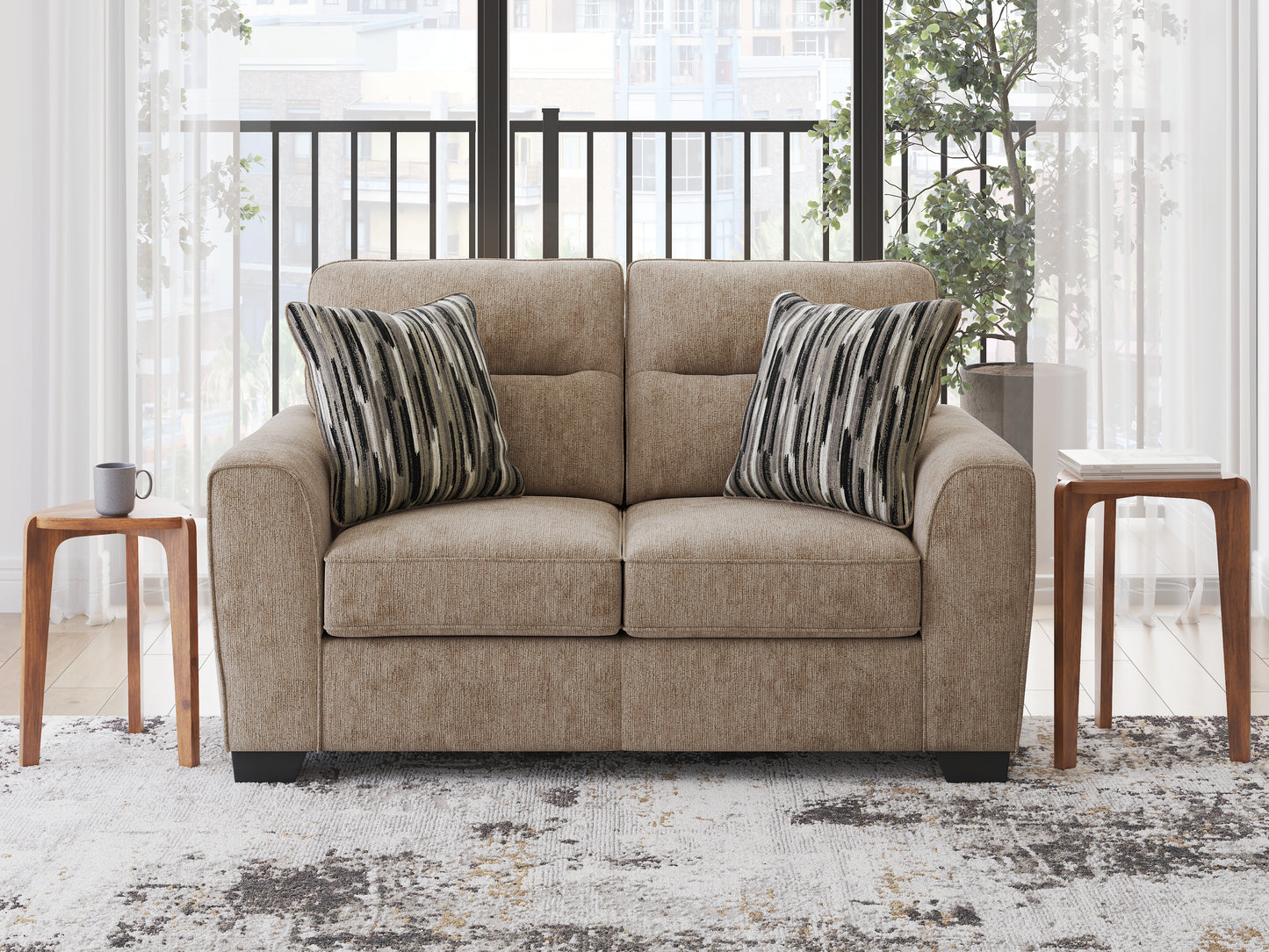 Pines Furniture Outlet - Ashley Furniture - Olten Living Room - Loveseat / Mocha - 3130435