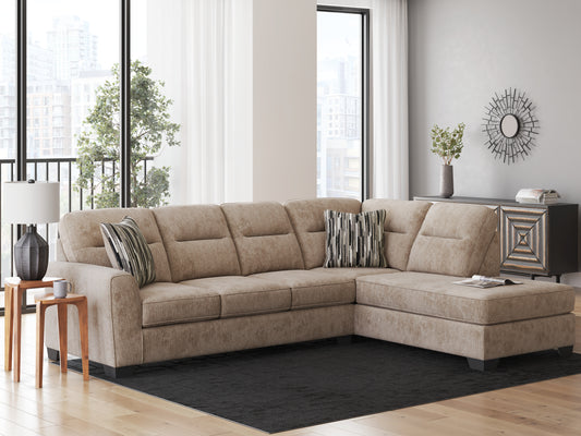 Pines Furniture Outlet - Ashley Furniture - Olten Sectional - LAF 2-Piece Sectional with Chaise / Mocha - 31304S2