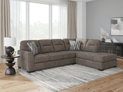 Pines Furniture Outlet - Ashley Furniture - Olten Sectional - RAF 2-Piece Sectional with Chaise / Graphite - 31305S1