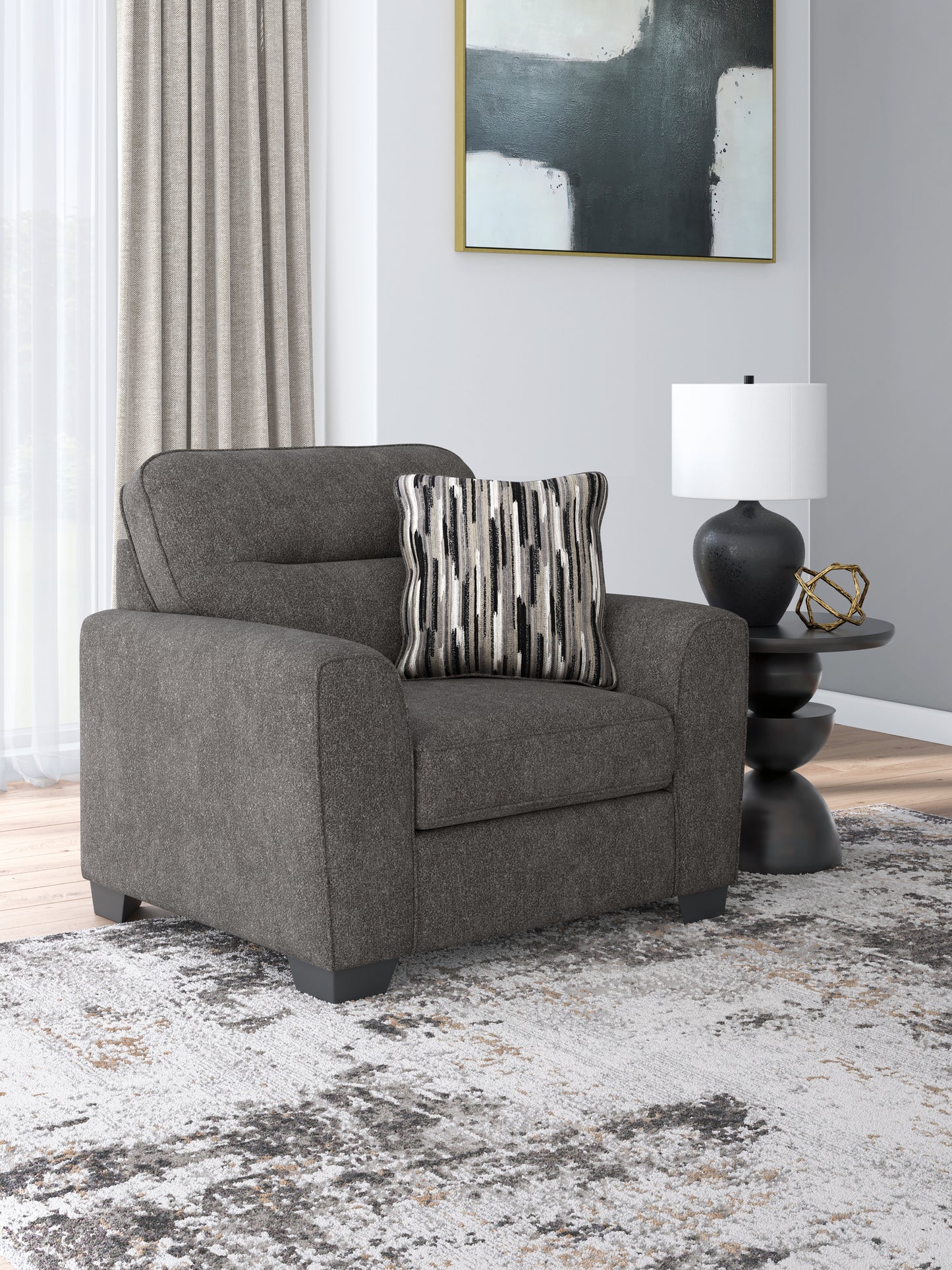 Pines Furniture Outlet - Ashley Furniture - Olten Living Room - Chair and a Half / Graphite - 3130523