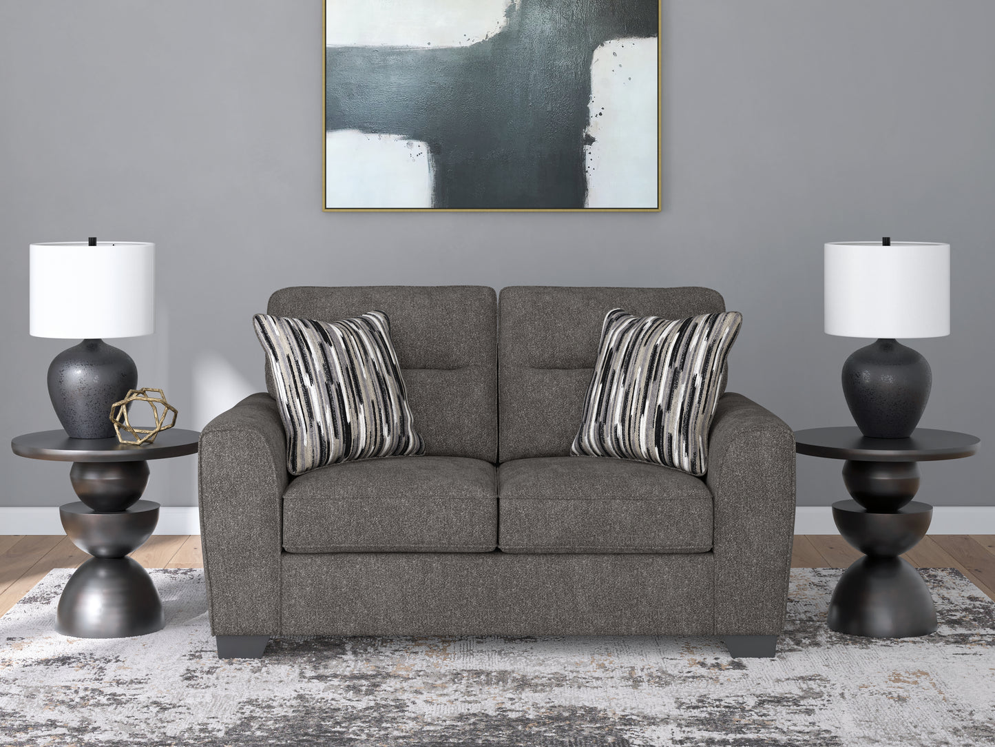 Pines Furniture Outlet - Ashley Furniture - Olten Living Room - Loveseat / Graphite - 3130535