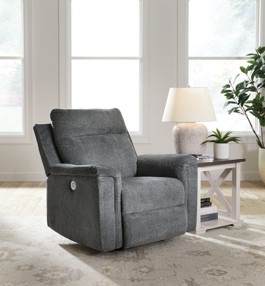 Pines Furniture Outlet - Ashley Furniture - Barnsana Living Room - Reclining Power Sofa / Ash - 3320187