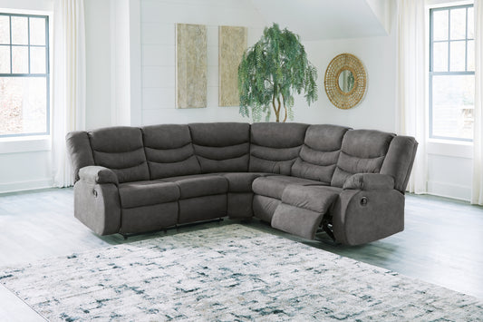 Pines Furniture Outlet - Ashley Furniture - Partymate Sectional - 2-Piece Reclining Sectional / Slate - 36903S2