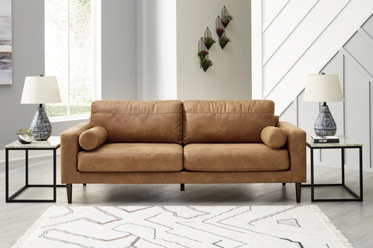 Pines Furniture Outlet - Ashley Furniture - Telora Living Room - Loveseat / Caramel - 4100235