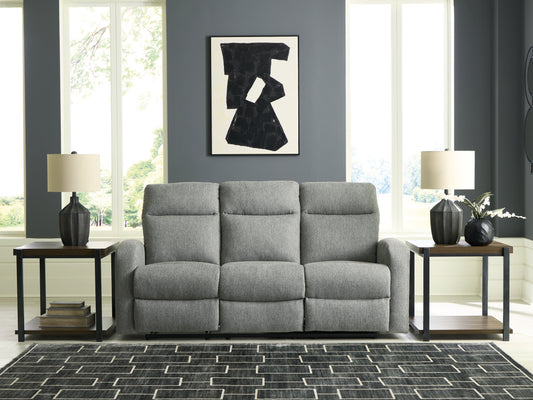 Pines Furniture Outlet - Ashley Furniture - Gauntlet Living Room - DBL Rec Loveseat w/Console / Sterling - PC4220494