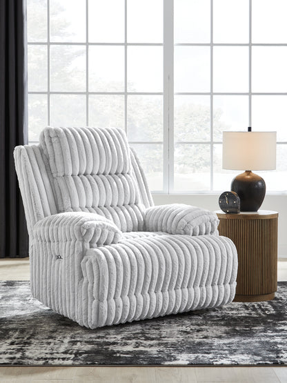 Pines Furniture Outlet - Ashley Furniture - Rhines Falls Living Room - Zero Wall Power Recliner / Alloy - PC4280406