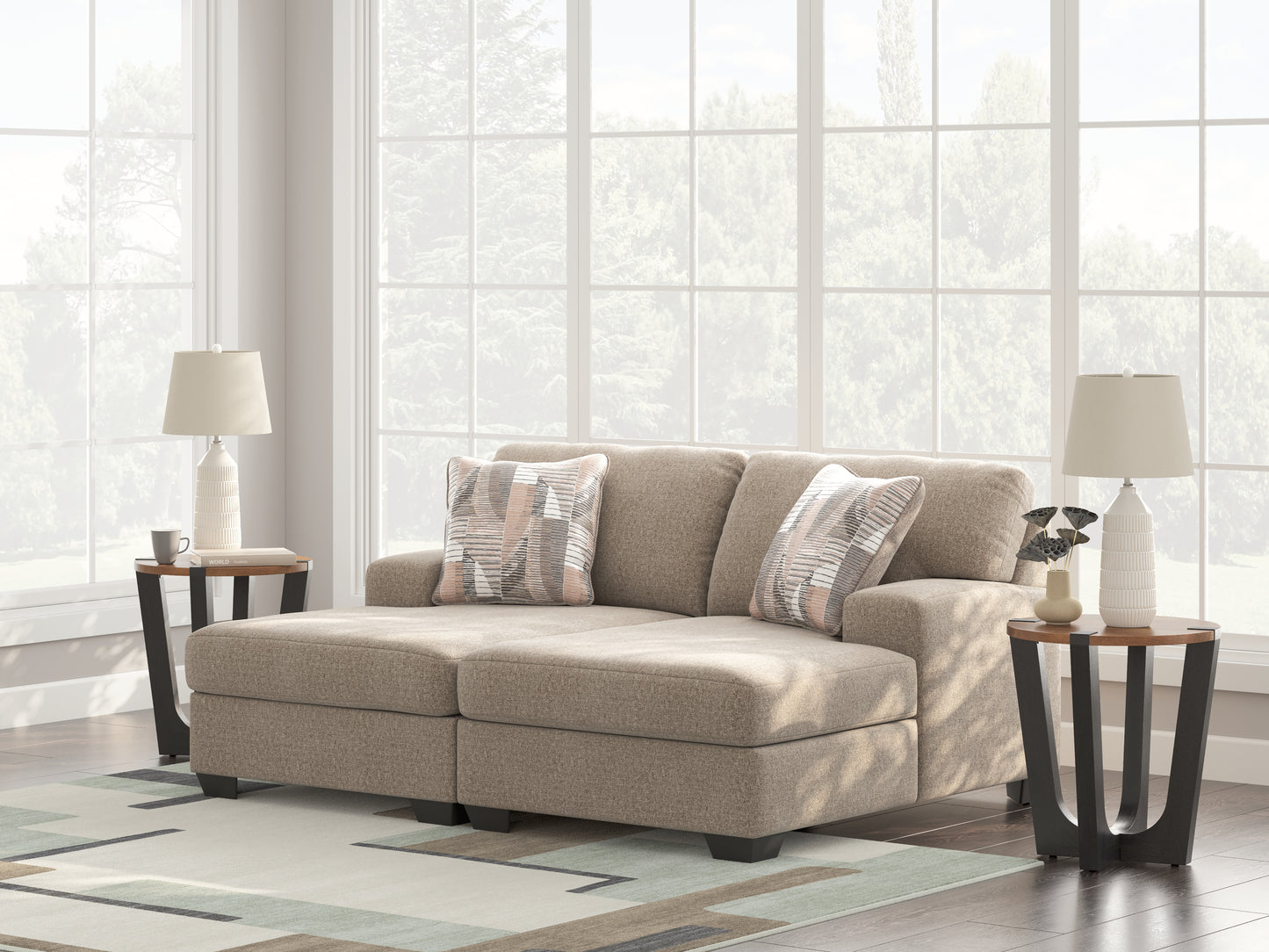 Pines Furniture Outlet - Ashley Furniture - Newellen Sectional - RAF 3-Piece Sectional with Chaise / Hemp - 48404S1