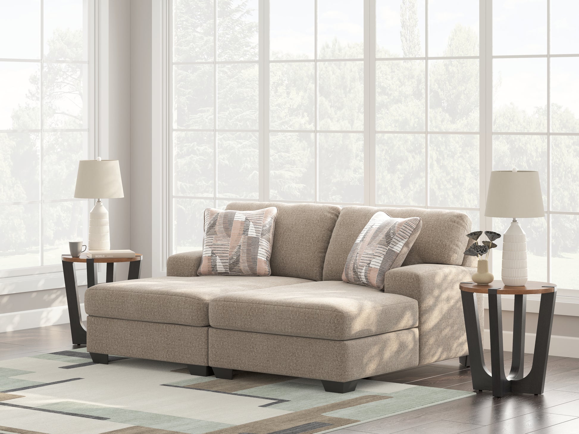 Pines Furniture Outlet - Ashley Furniture - Newellen Sectional - RAF 3-Piece Sectional with Chaise / Hemp - 48404S1