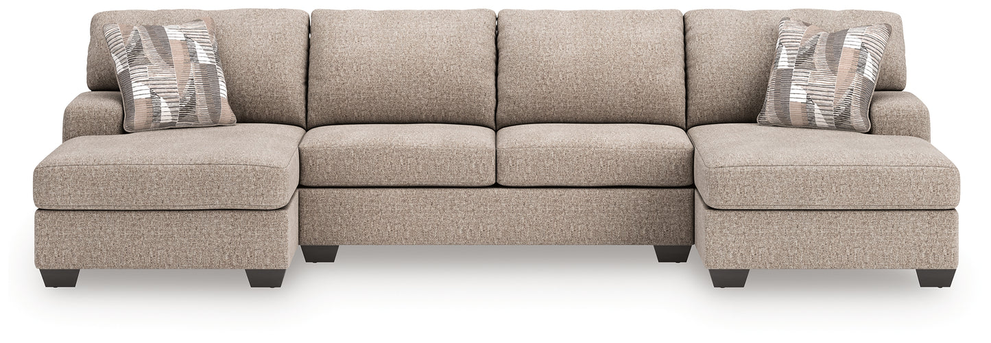 Pines Furniture Outlet - Ashley Furniture - Newellen Sectional - RAF 3-Piece Sectional with Double Chaise / Hemp - 48404S3