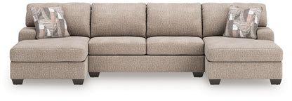 Pines Furniture Outlet - Ashley Furniture - Newellen Sectional - RAF 3-Piece Sectional with Double Chaise / Hemp - 48404S3