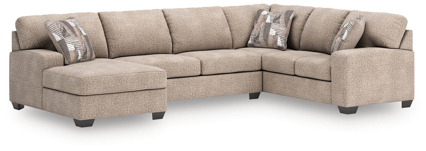 Pines Furniture Outlet - Ashley Furniture - Newellen Sectional - RAF 3-Piece Sectional with Chaise / Hemp - 48404S1