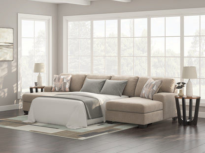 Pines Furniture Outlet - Ashley Furniture - Newellen Sectional - RAF 3-Piece Sleeper Sectional with Double Chaise / Hemp - 48404S7
