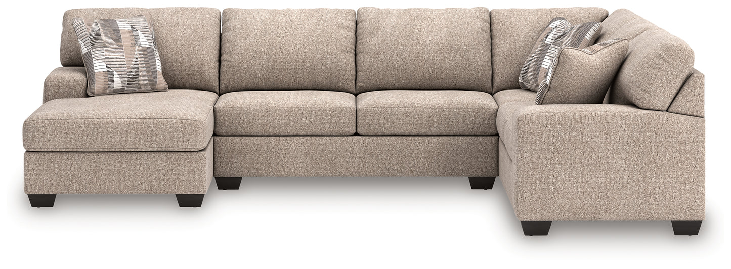 Pines Furniture Outlet - Ashley Furniture - Newellen Sectional - RAF 3-Piece Sleeper Sectional with Chaise / Hemp - 48404S5