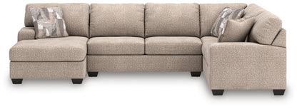 Pines Furniture Outlet - Ashley Furniture - Newellen Sectional - RAF 3-Piece Sleeper Sectional with Chaise / Hemp - 48404S5