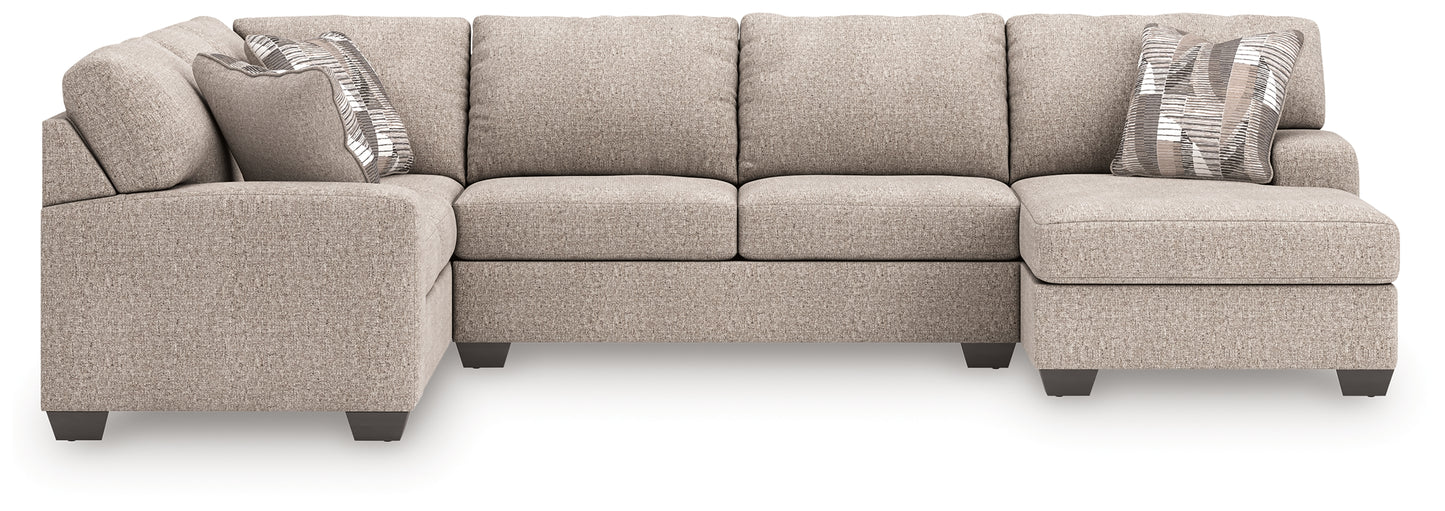 Pines Furniture Outlet - Ashley Furniture - Newellen Sectional - LAF 3-Piece Sleeper Sectional with Chaise / Hemp - 48404S6