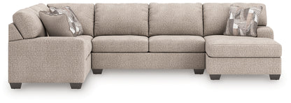 Pines Furniture Outlet - Ashley Furniture - Newellen Sectional - LAF 3-Piece Sleeper Sectional with Chaise / Hemp - 48404S6