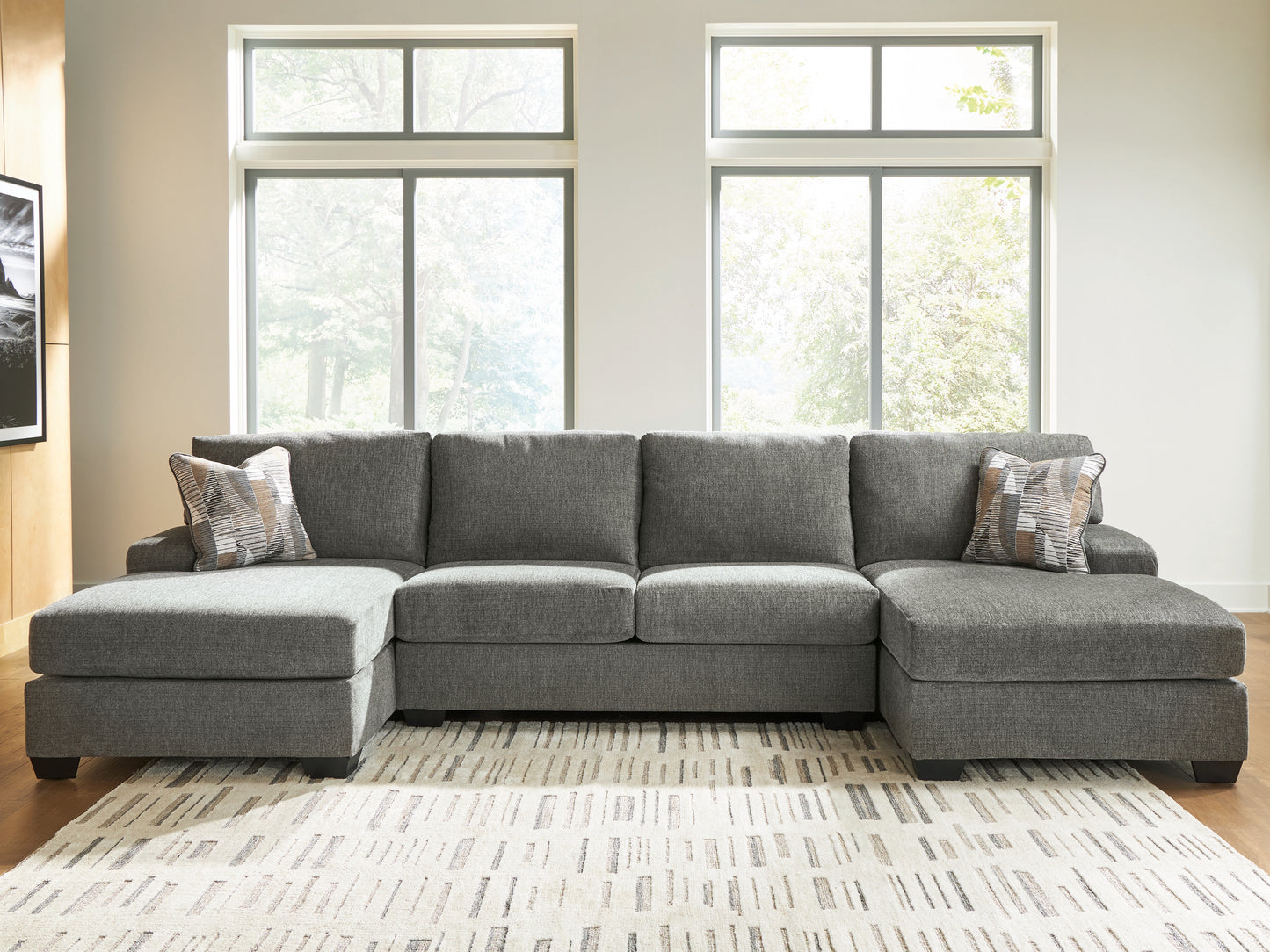 Pines Furniture Outlet - Ashley Furniture - Revenna Sectional - RAF 3-Piece Sectional with Double Chaise / Greystone - PC48405S3