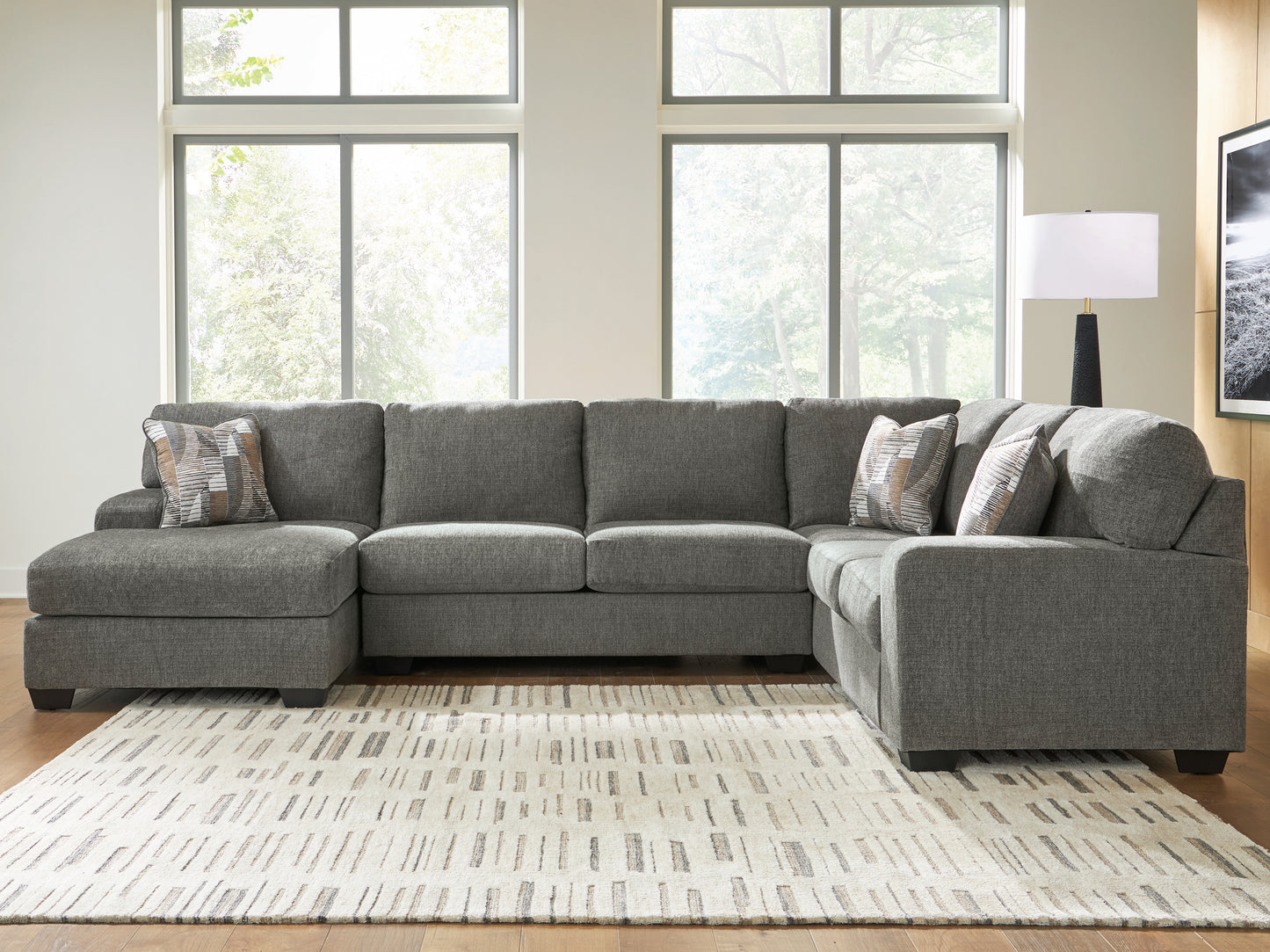 Pines Furniture Outlet - Ashley Furniture - Revenna Sectional - RAF 3-Piece Sleeper Sectional with Chaise / Greystone - PC48405S5
