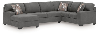 Pines Furniture Outlet - Ashley Furniture - Newellen Sectional - RAF 3-Piece Sectional with Chaise / Greystone - 48405S1