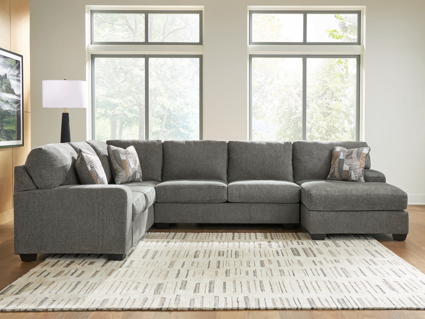 Pines Furniture Outlet - Ashley Furniture - Revenna Sectional - LAF 3-Piece Sectional with Chaise / Greystone - PC48405S2