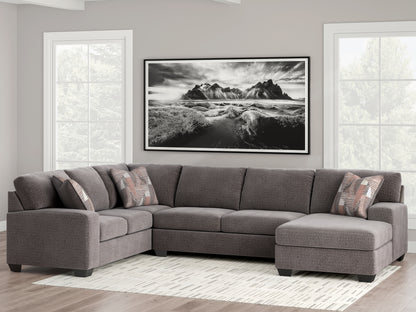Pines Furniture Outlet - Ashley Furniture - Newellen Sectional - LAF 3-Piece Sectional with Chaise / Greystone - 48405S2