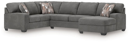 Pines Furniture Outlet - Ashley Furniture - Newellen Sectional - LAF 3-Piece Sleeper Sectional with Chaise / Greystone - 48405S6